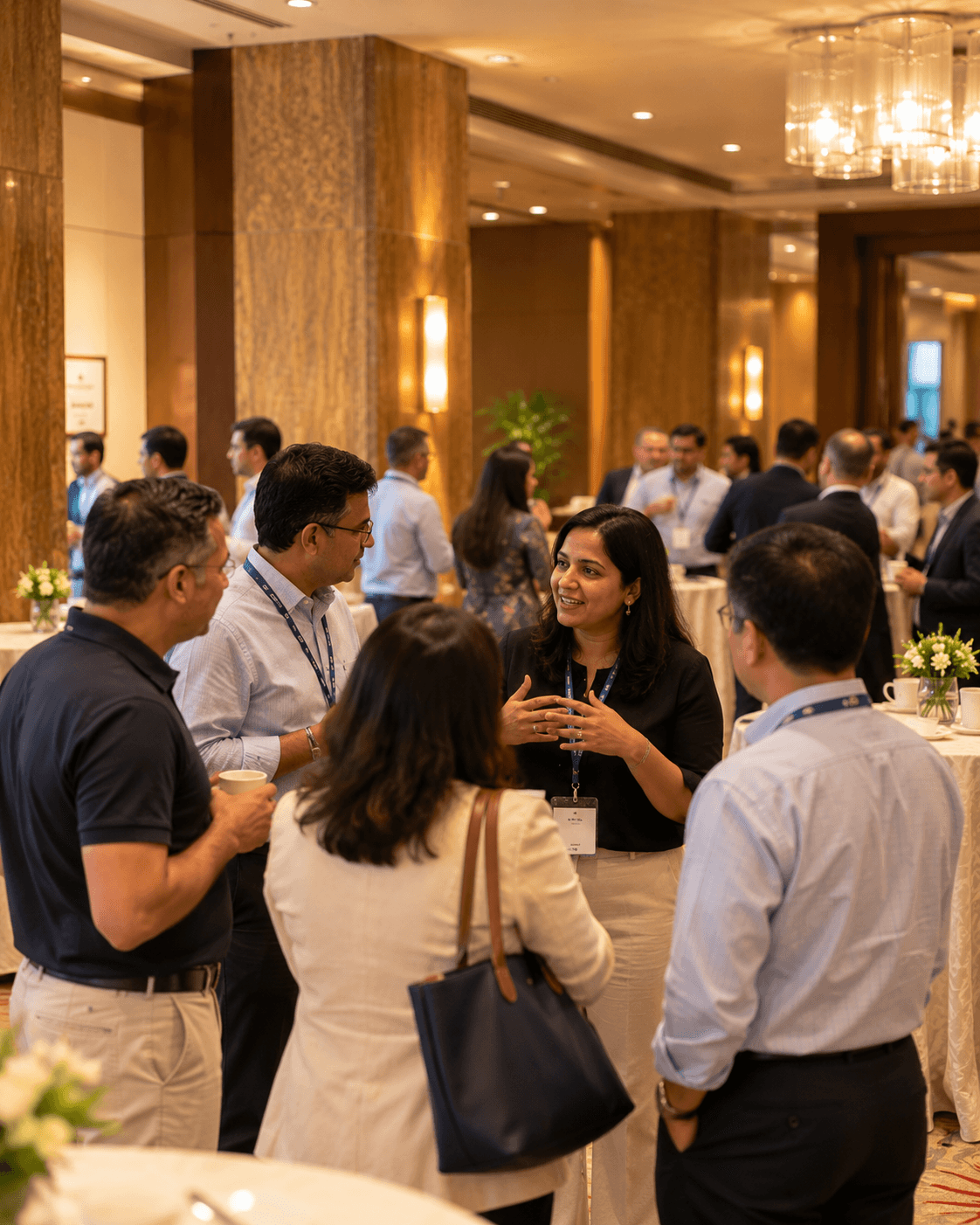 Programme participants in conversation at a networking reception